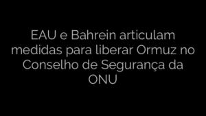 ​EAU e Bahrein articulam medidas para liberar Ormuz no Conselho de Segurança da ONU 